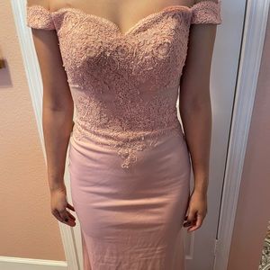 Blush Pink Off the shoulder formal dress